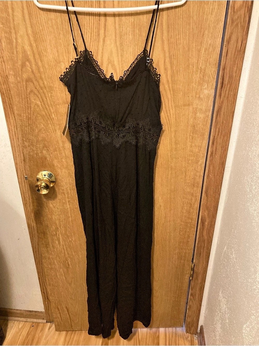 NWT Lulus Black Swiss Dot Lace Jumpsuit Size Medium